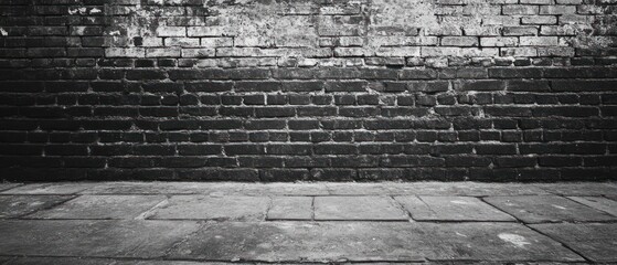 Fototapeta premium Black brick wall panoramic background