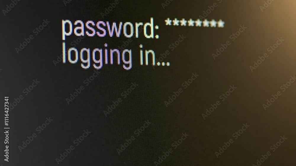 Aufkleber computer screen of user entering password while logging to website or stream or server. successful l