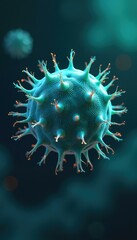 Fototapeta premium Microscopic View of a Virus Particle Detailed Illustration of a Pathogen for Medical Research and Education