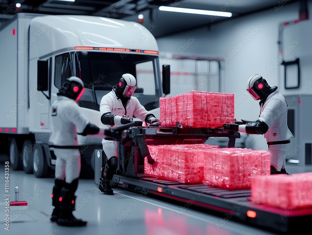 Poster efficient cargo loading in a high tech logistics hub with advanced robotic handlers a glimpse into t