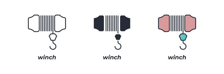 winch icon. winch Symbol sign for mobile concept and web design. Vector icon, Logo illustration, Vector graphics