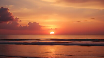 Obraz premium Evening Elegance: A Beach Sunset with Vibrant Colors and Tranquility