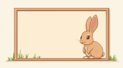 Obraz premium Funny Cartoon Rabbit Flat Vector Illustration for Children's Book and Design Projects
