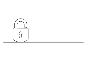 Continuous one line drawing of a padlock. Security concept vector illustration 