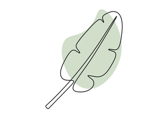 Line art banana palm leaf. Minimal continuous one line banana leaf foliage drawing illustration. Tropical modern plant abstract design background. Vector illustration