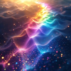 Obraz premium Abstract drone visuals, vibrant color spectrum, fluid motion.