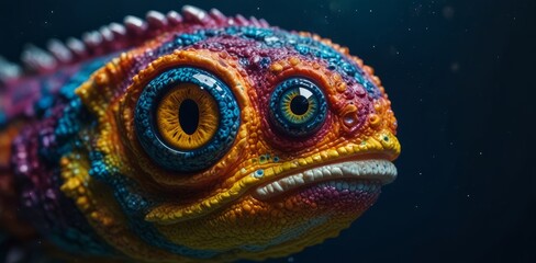Obraz premium Intense Macro Shot of Deep-Sea fish Showing Wide eye and Textured Skin Under Natural Light