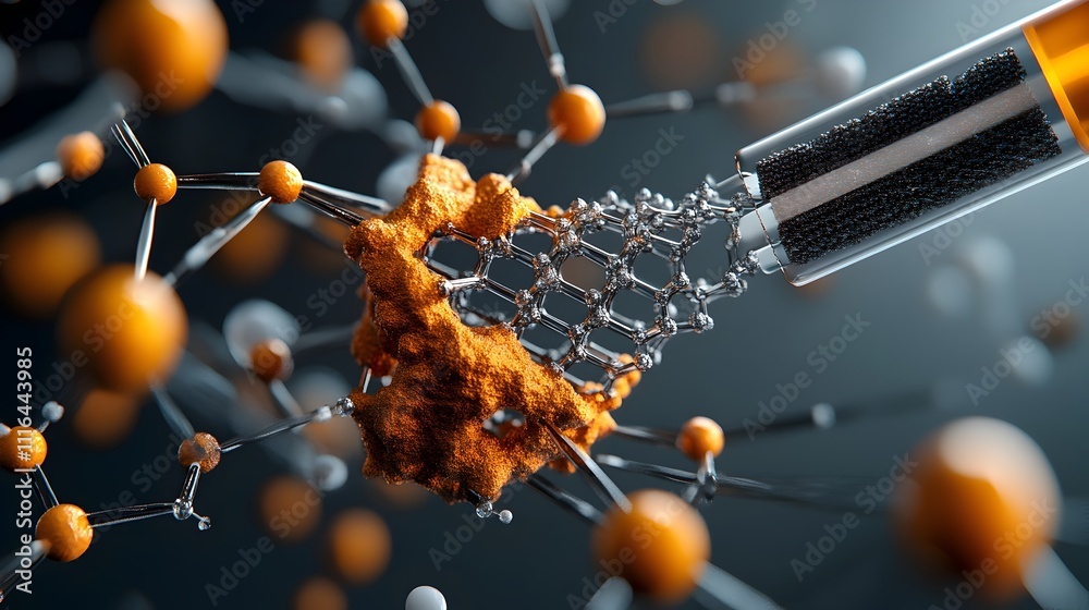 Poster detailed 3d rendering of graphene s atomic level structure showcasing the intricate lattice pattern 