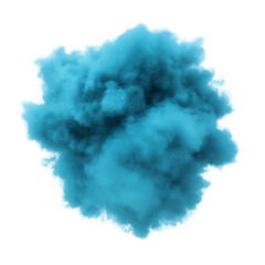 A vivid blue smoke cloud explosion. transparent background
