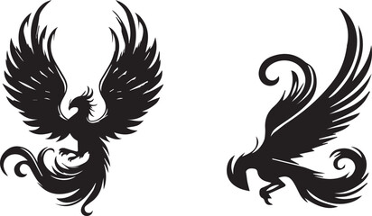 Phoenix silhouette vector EPS SET