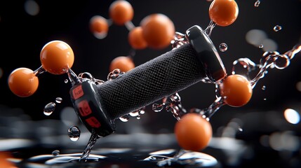 A 3D rendered showcasing an advanced graphene based water system highlighting the process of water molecules passing through a graphene membrane for efficient and sustainable purification