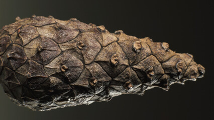 Pine cone. Complex surface texture. Macro shot.