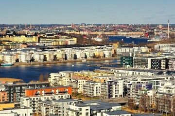 Obraz premium Sweden, Stockholm . Aerial view of Stockholm (Hammarby) urban skyline