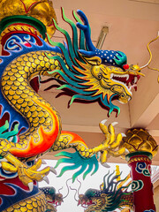 Dragon statue,dragon symbol,dragon Chinese is a beautiful Thai and Chinese architecture of shrine, temple.Symbol of good luck and prosperity during the Chinese New Year celebrations.
