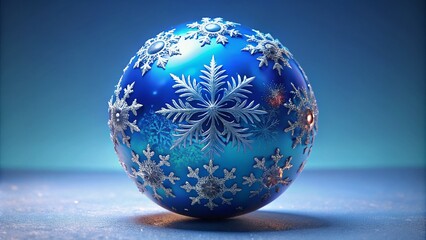 A festive blue Christmas ball adorned with silver snowflakes, designed for holiday decor and seasonal celebrations. Perfect for creating a joyful and elegant atmosphere.