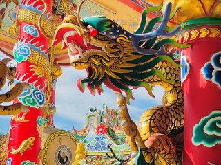 Dragon statue,dragon symbol,dragon Chinese is a beautiful Thai and Chinese architecture of shrine,...
