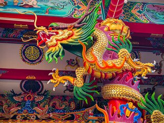 Dragon statue,dragon symbol,dragon Chinese is a beautiful Thai and Chinese architecture of shrine,...