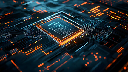 Obraz premium 3D Circuit Board Illustration: Technological Abstract Background