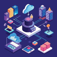 Isometric 3D technology icons illustration