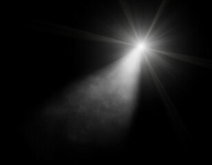Obraz premium Light Burst Lens Flare Effect Isolated In Solid Black Background