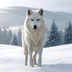 Obraz premium white dog in snow