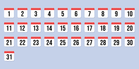 Set of Calendar date all days of year. Calendar Icon