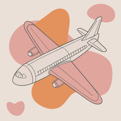 Retro minimalist airplane illustration