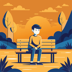 Boy sitting on park bench