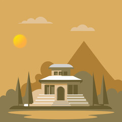 A house front of mountain