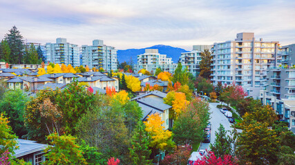 Lovely Fall colors at BC residential community of UniverCity Highlands on Burnaby Mountain.