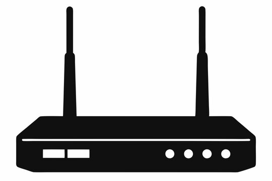 black router with antennas, simple design clip art preview