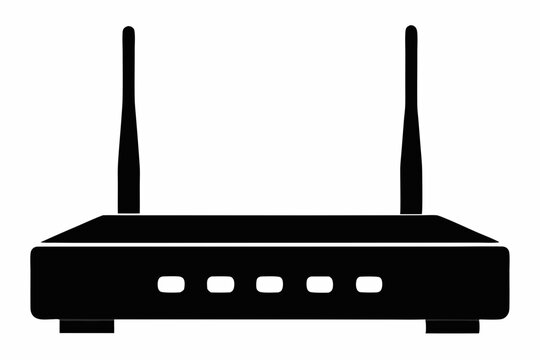 black router with antennas, simple design clip art preview