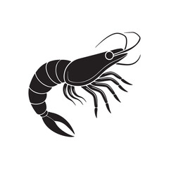 shrimp silhouette, black and white silhouette, vector and illustration, black&nbsp;and&nbsp;white