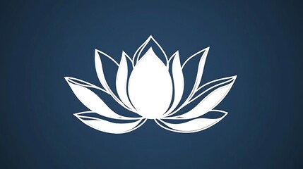 Obraz premium White Lotus Flower Design on Dark Blue Background