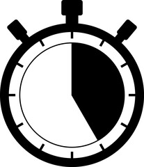 timer stopwatch icon, illustration. Shortest time stopwatch vector icon black and white.