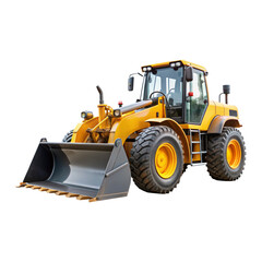 Fototapeta premium A yellow end loader with with a transparent background, PNG file