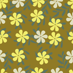 Cute colorful hand drawn floral seamless pattern background.