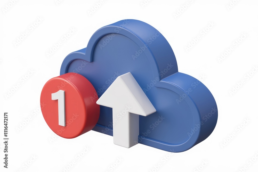 Poster One file uploaded to the cloud storage. Simple 3D icon.