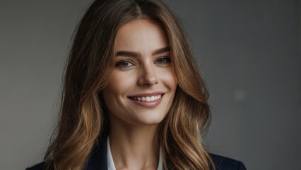 Fototapeta premium a smiling career woman wearing a black suit