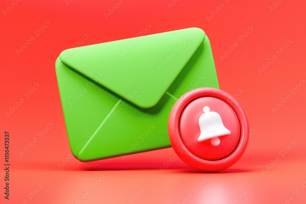Poster new email notification alert shown with a green envelope and red bell icon.