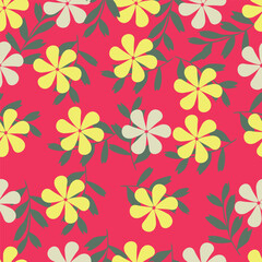 Cute colorful hand drawn floral seamless pattern background.