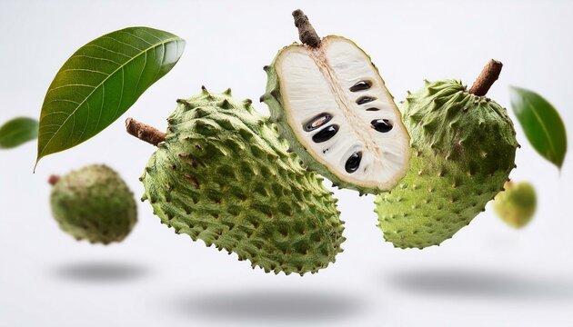 Corossol en l&eacute;vitation sur fond blanc