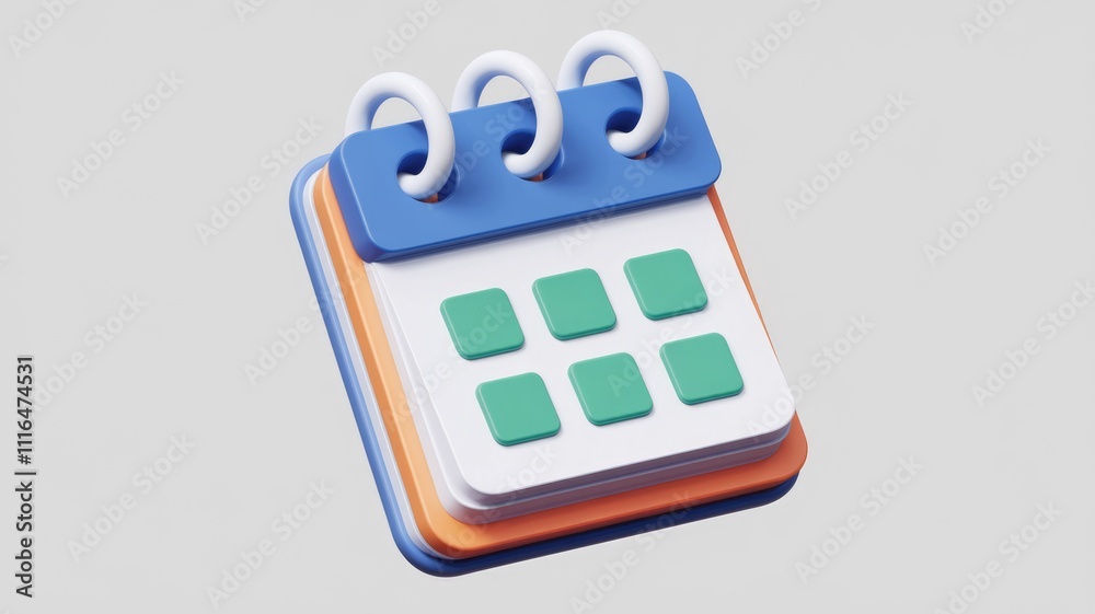 Poster a 3d rendered illustration of a calendar icon showcasing a colorful and modern design.