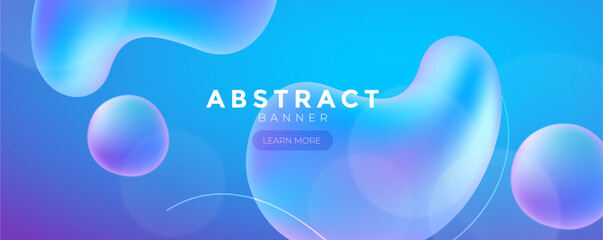 Blue wave web banner, Modern template for background, Blue banner, Blue gradient banner, Liquid web banner