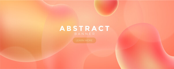 Orange fluid web banner, Blue vector illustration abstract gradient poster, Orange Wave banner	
