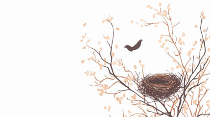Detailed vector illustration of a bird's nest on white background for design projects