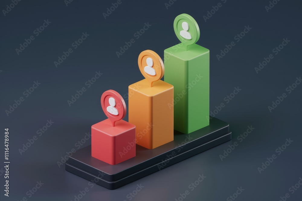 Poster Ascending bar graph showcasing user growth or increasing user base over time.