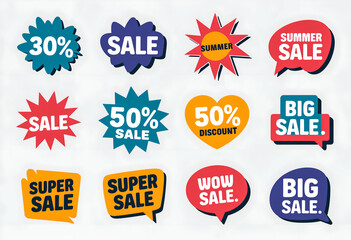 Obraz premium Set of sale tags. Sale tags and labels. sales promotion banner. Big and mega sale offer discount promotion. Flat sale Vector Illustration.