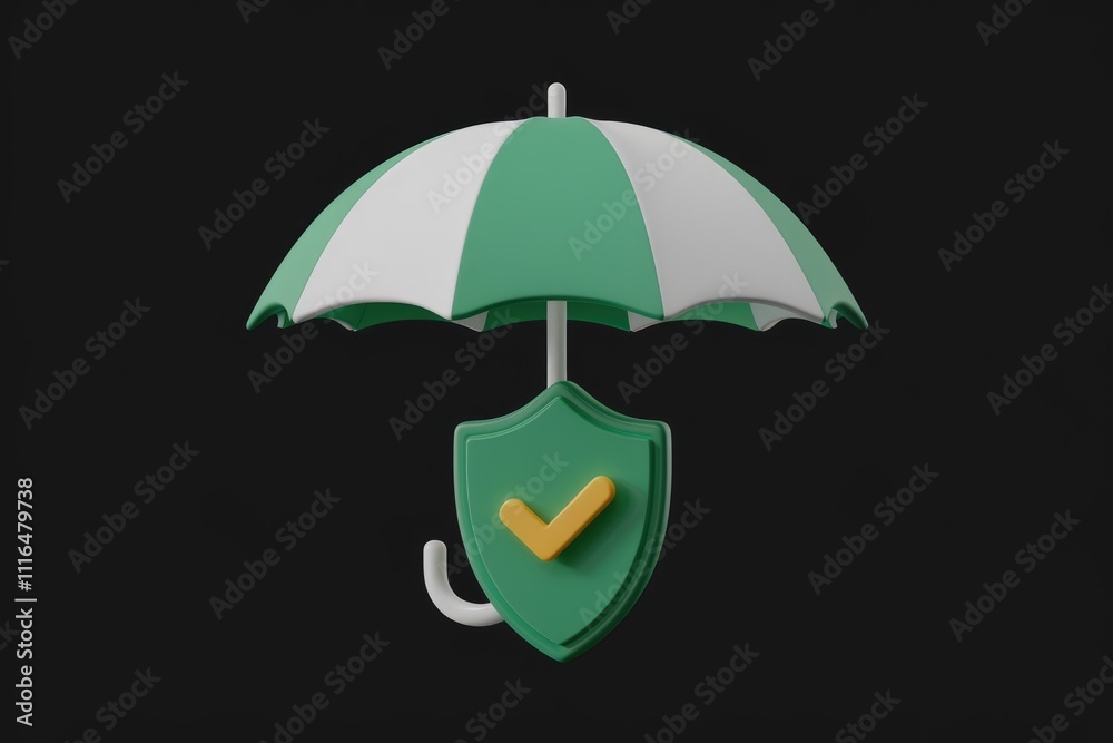 Aufkleber umbrella and shield representing protection and security a 3d render.