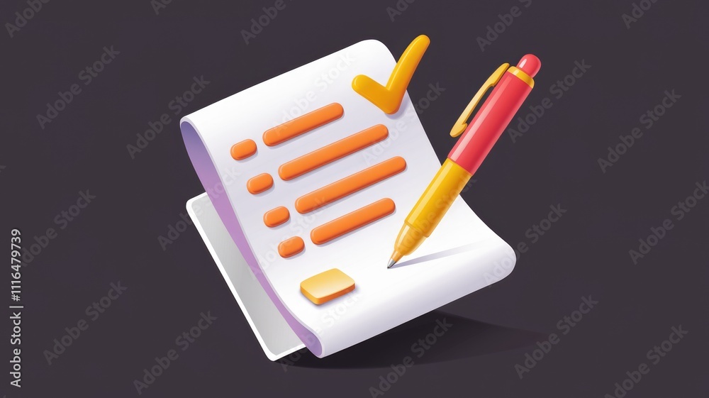 Poster Checklist with pen  signifying task completion or planning.